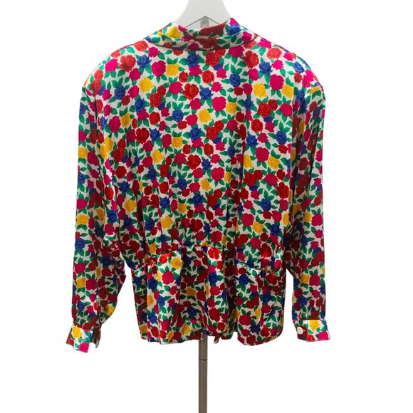 Vintage Lady Shapely Faux Wrap Floral Peplum Blouse Size 24W - Picture 2 of 10